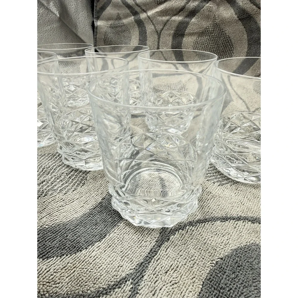 Lot of 7 Vintage Lead Crystal Diamond Cut Old Fashioned Rocks Glasses - Picture 9 of 14